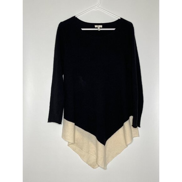 Joie Wool Cashmere Tambrel Tunic‎ Length Assymetric Hem Sweater Black Size Small - Picture 1 of 7